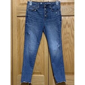 GAP Girls Jegging Ankle High Rise Size 12 Medium Wash Distressed Raw Hem